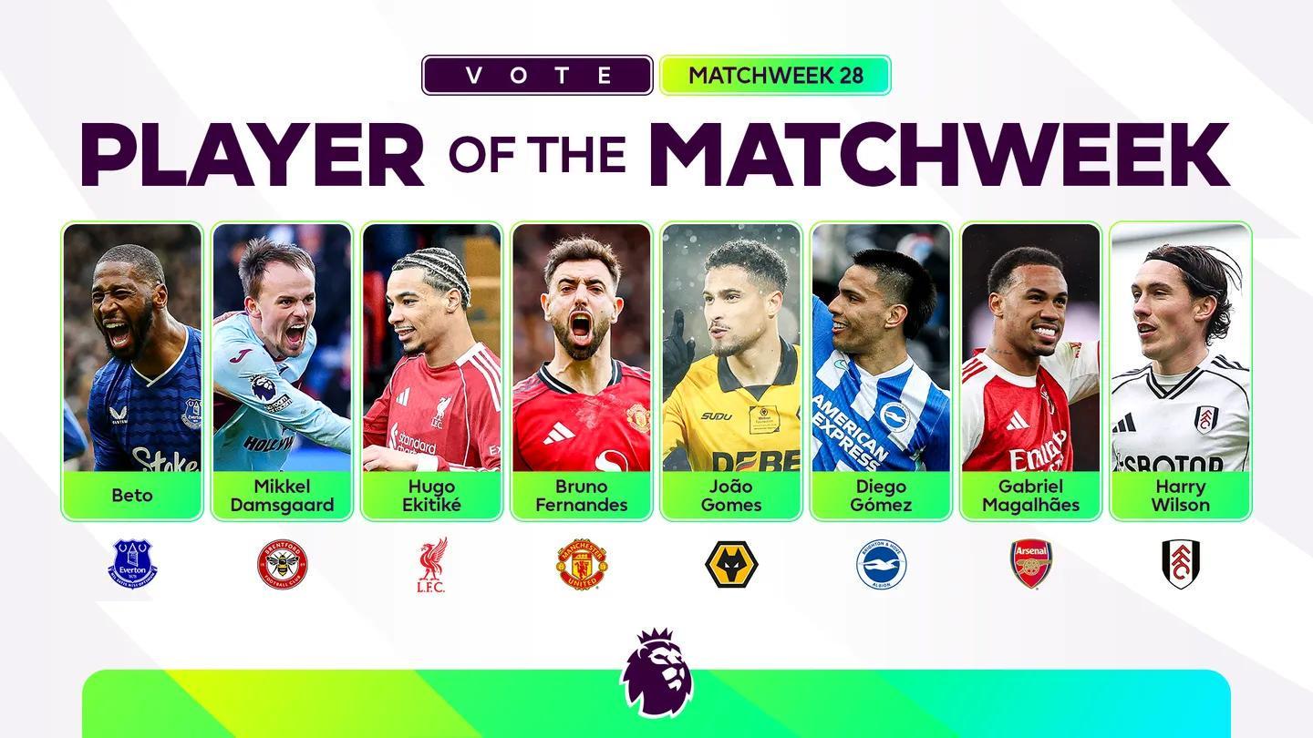 英超买球站-英超第28轮最佳球员候选：埃基蒂克、B费、加布里埃尔在列